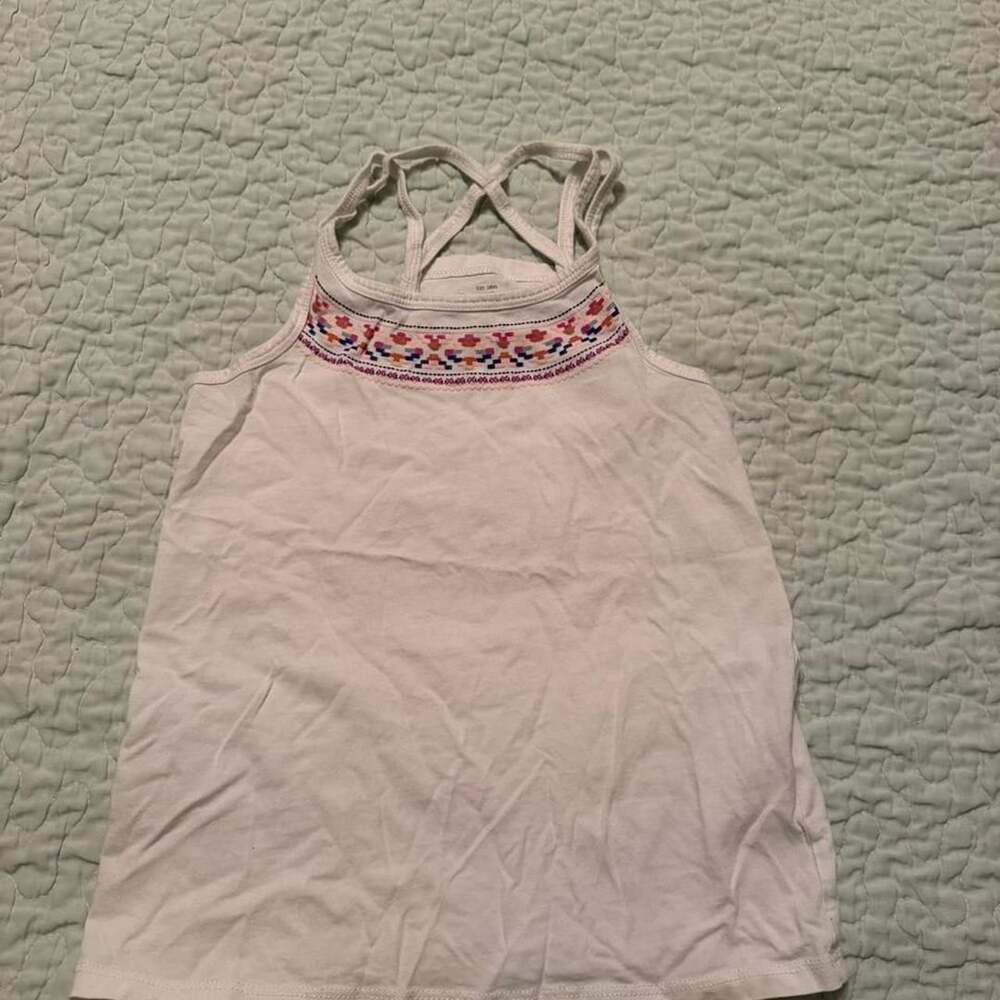OshKosh B'gosh Tank Top Size 7 White Embroidered Crisscross Straps